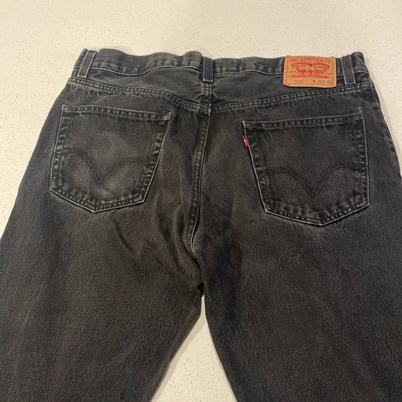 Levi's 505 Black Straight Jeans - Picture 1 of 7